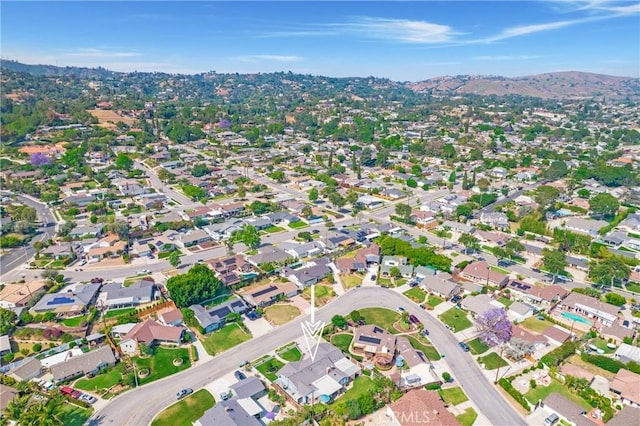 210 View Dr, La Habra, CA 90631 - aerial view of property's location featuring a mountain backdrop and nearby suburban area