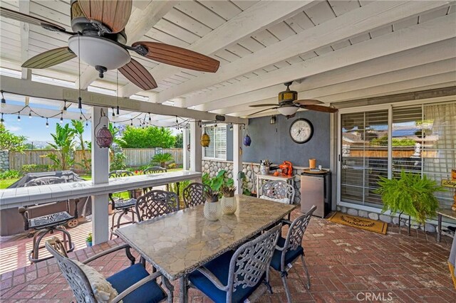 210 View Dr, La Habra, CA 90631 - view of patio / terrace with a ceiling fan and outdoor dining space