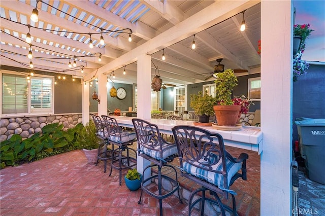 210 View Dr, La Habra, CA 90631 - view of patio / terrace featuring a pergola and a ceiling fan
