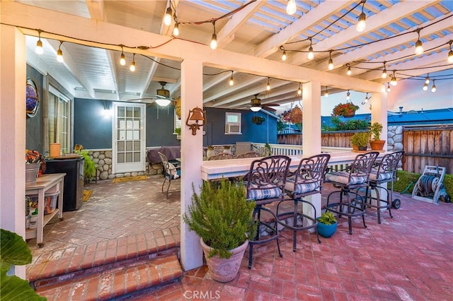 210 View Dr, La Habra, CA 90631 - view of patio featuring ceiling fan and a pergola
