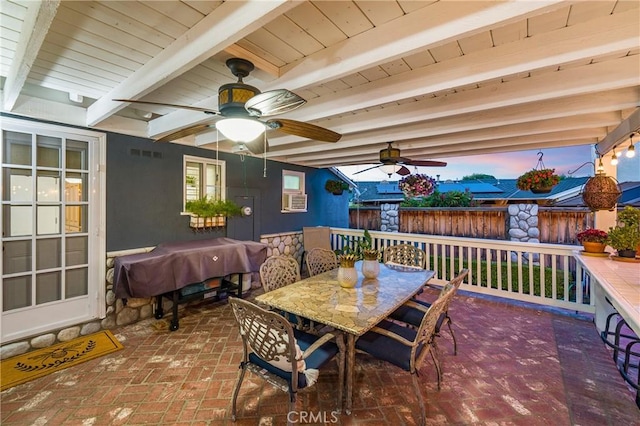 210 View Dr, La Habra, CA 90631 - view of patio with a ceiling fan and outdoor dining space