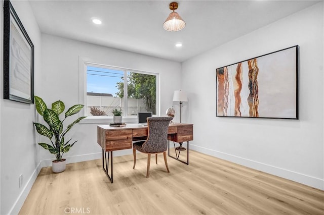 2842 E Virginia Ave, Anaheim, CA 92806 - office featuring light wood-style flooring, baseboards, and recessed lighting