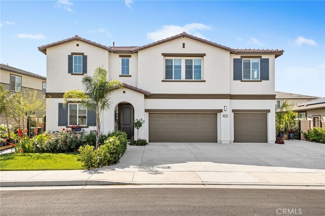 36275 Firelight Cir, Wildomar, CA 92595 - view of front facade featuring a tiled roof, a garage, stucco siding, and concrete driveway