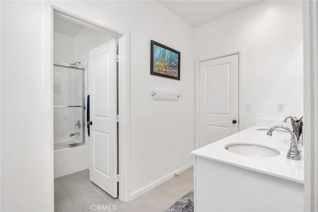 36275 Firelight Cir, Wildomar, CA 92595 - full bathroom with tile patterned flooring, combined bath / shower with glass door, and double vanity