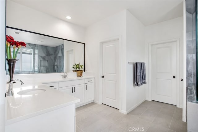 36275 Firelight Cir, Wildomar, CA 92595 - full bath featuring vanity, an enclosed shower, and tile patterned floors