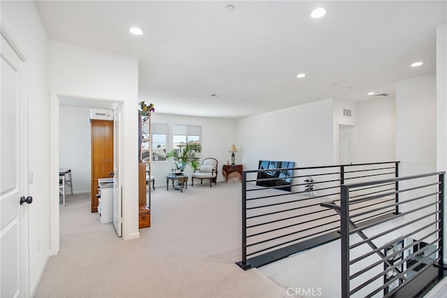36275 Firelight Cir, Wildomar, CA 92595 - hallway featuring an upstairs landing, recessed lighting, and carpet flooring