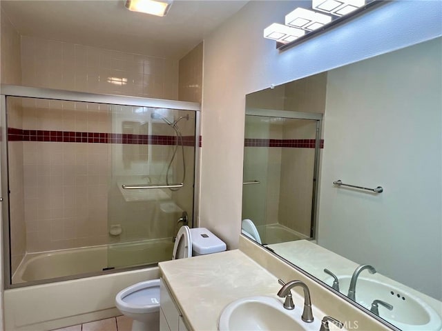428 N Chapel Ave Unit B, Alhambra, CA 91801 - bathroom with toilet, vanity, combined bath / shower with glass door, and tile patterned floors