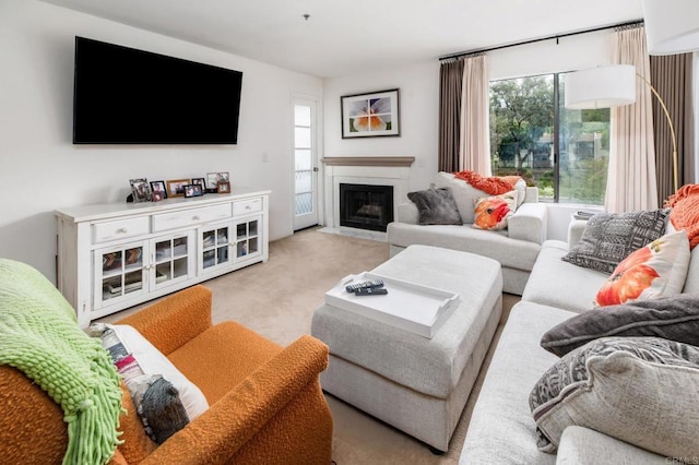 11255 Tierrasanta Blvd Unit 106, San Diego, CA 92124 - living room with a fireplace with flush hearth and carpet