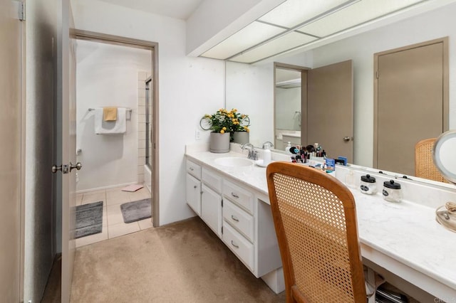 11255 Tierrasanta Blvd Unit 106, San Diego, CA 92124 - bathroom with vanity, bath / shower combo with glass door, and tile patterned floors