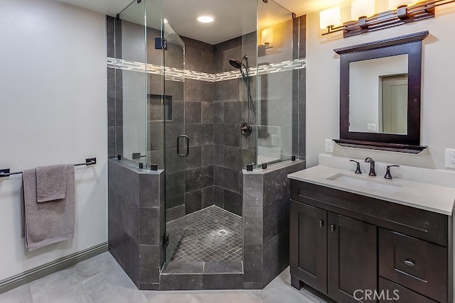 19520 Bermudas St, Porter Ranch, CA 91326 - full bathroom featuring a shower stall, vanity, and tile patterned floors