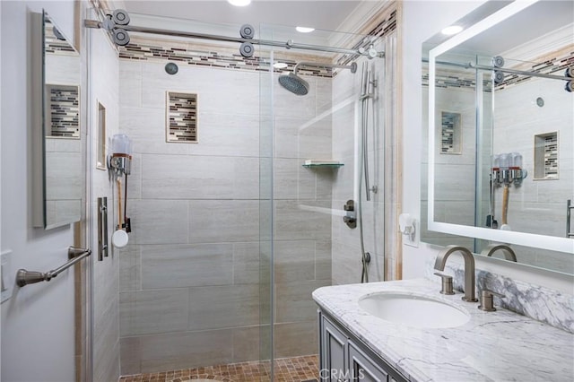 24711 Eloisa Dr, Mission Viejo, CA 92691 - full bathroom with vanity and a stall shower