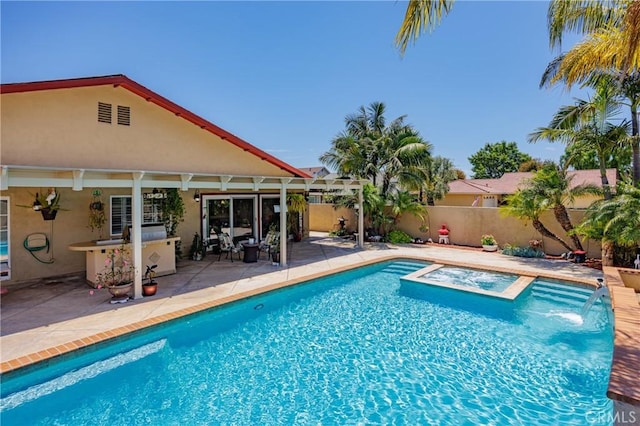 24711 Eloisa Dr, Mission Viejo, CA 92691 - view of pool with a fenced backyard, a patio area, and a pool with connected hot tub