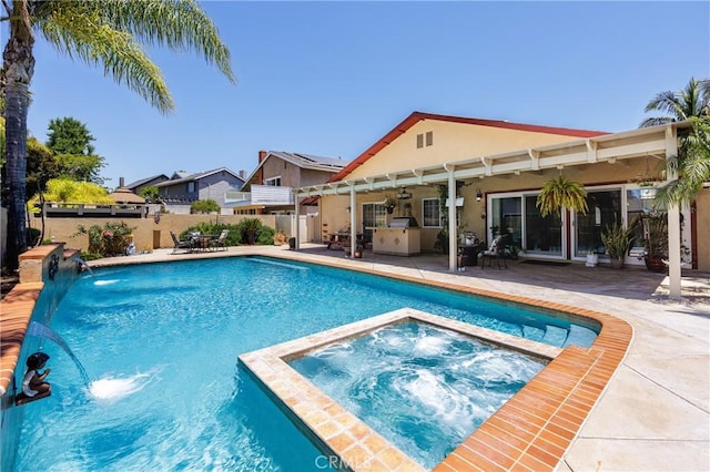 24711 Eloisa Dr, Mission Viejo, CA 92691 - view of swimming pool featuring area for grilling, a patio area, and a pool with connected hot tub