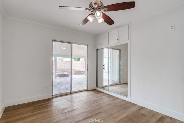 117 E 229th Pl, Carson, CA 90745 - unfurnished room featuring crown molding, light wood finished floors, baseboards, and a ceiling fan