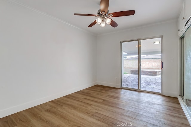 117 E 229th Pl, Carson, CA 90745 - unfurnished room with ceiling fan, light wood-style flooring, crown molding, and baseboards