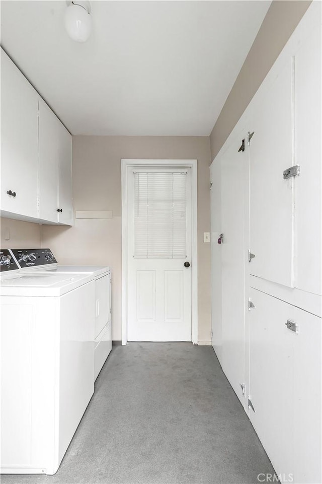 304 Dahlia Pl, Corona Del Mar, CA 92625 - laundry room with washing machine and dryer, cabinet space, and light carpet