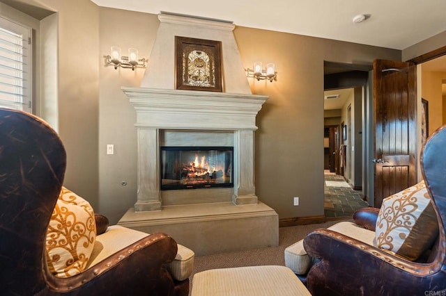 6937 Corte Langosta, Carlsbad, CA 92009 - carpeted living area featuring baseboards and a premium fireplace
