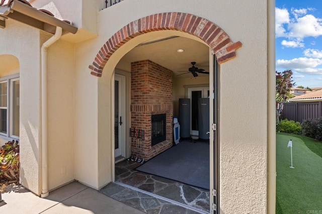 6937 Corte Langosta, Carlsbad, CA 92009 - doorway to property with brick siding and stucco siding
