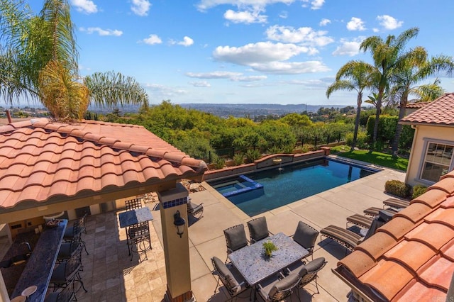 6937 Corte Langosta, Carlsbad, CA 92009 - view of swimming pool with a patio area, outdoor dining area, and a pool with connected hot tub