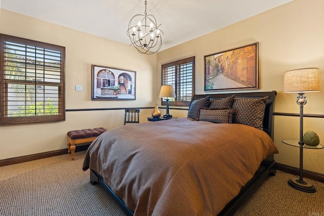 6937 Corte Langosta, Carlsbad, CA 92009 - carpeted bedroom with a chandelier and baseboards