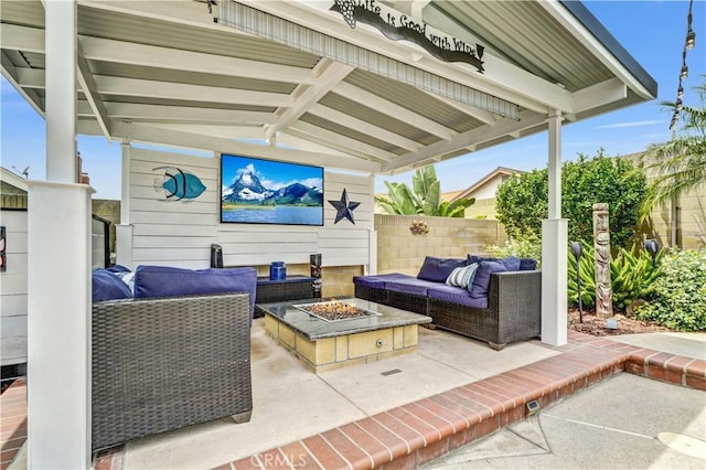 631 Holmes Ave, Placentia, CA 92870 - view of patio / terrace featuring an outdoor living space with a fire pit