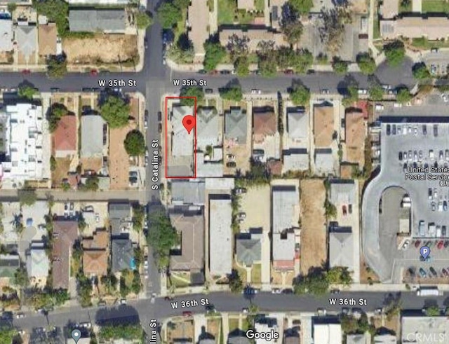1168 W 35th St, Los Angeles, CA 90007 - aerial overview of property's location with property boundaries highlighted