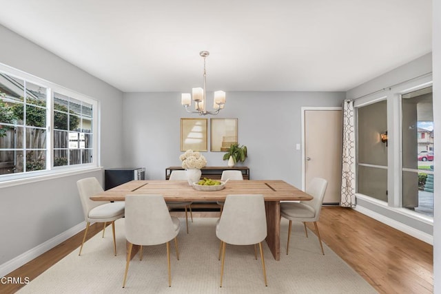 1215 Lawrence Way, Oxnard, CA 93035 - dining space featuring a chandelier, light wood-style floors, and baseboards