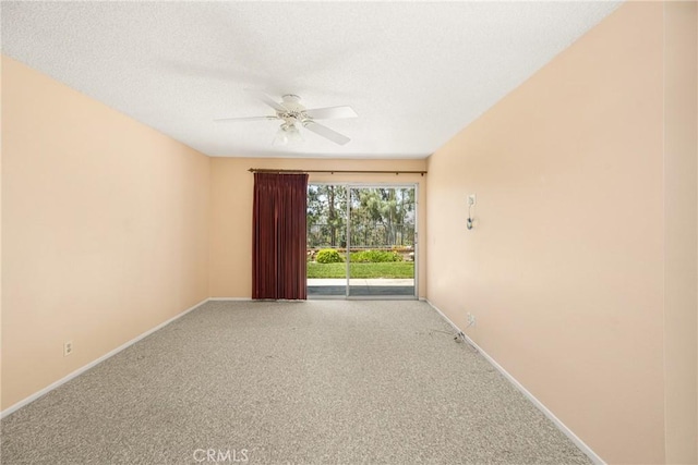 6459 E Via Arboles, Anaheim Hills, CA 92807 - empty room with ceiling fan, baseboards, a textured ceiling, and carpet floors