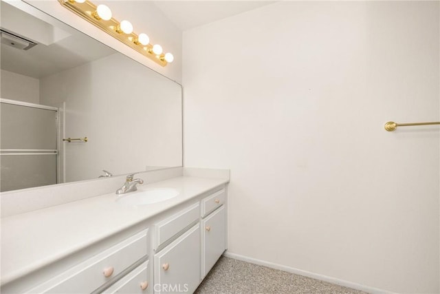6459 E Via Arboles, Anaheim Hills, CA 92807 - full bath featuring vanity, a shower with door, and baseboards