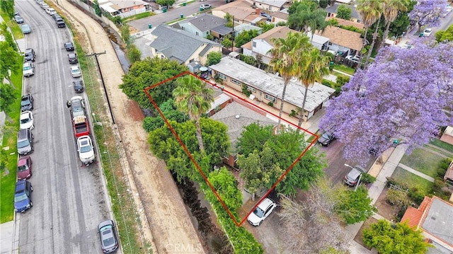 470 E Home St, Long Beach, CA 90805 - aerial perspective of suburban area featuring property boundaries highlighted