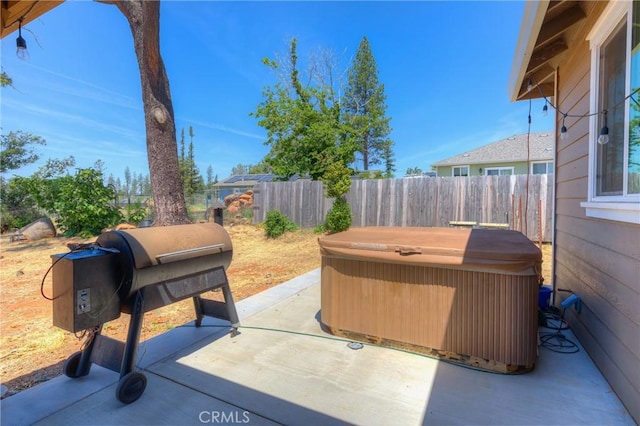 2381 Clearview Dr, Paradise, CA 95969 - fenced backyard with a hot tub, a patio area, and grilling area
