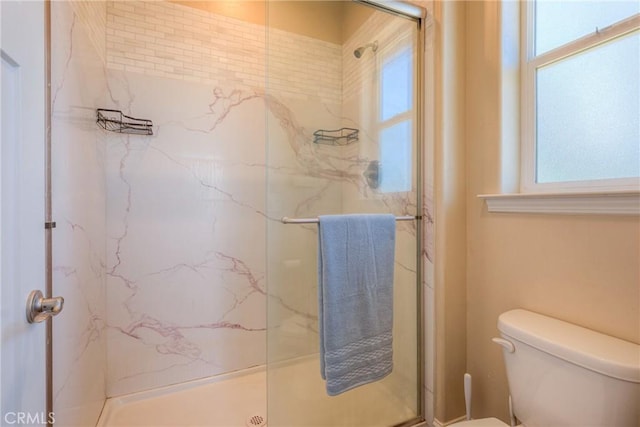 2381 Clearview Dr, Paradise, CA 95969 - bathroom featuring toilet and a marble finish shower
