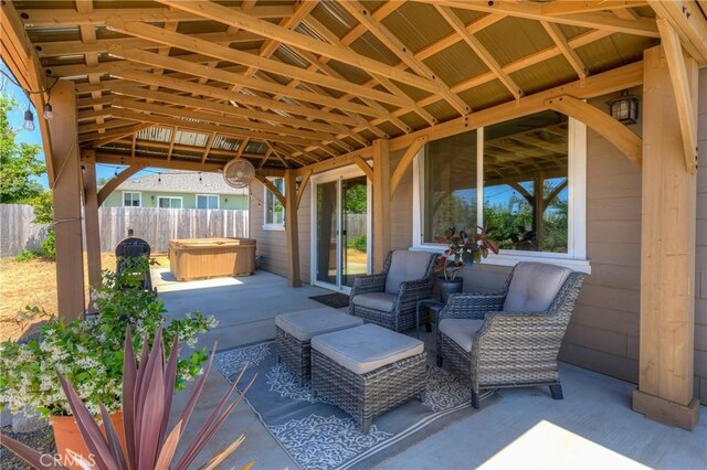 2381 Clearview Dr, Paradise, CA 95969 - view of patio featuring a hot tub
