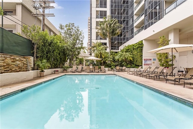 10724 Wilshire Blvd Unit 1010, Los Angeles, CA 90024 - community pool featuring a patio
