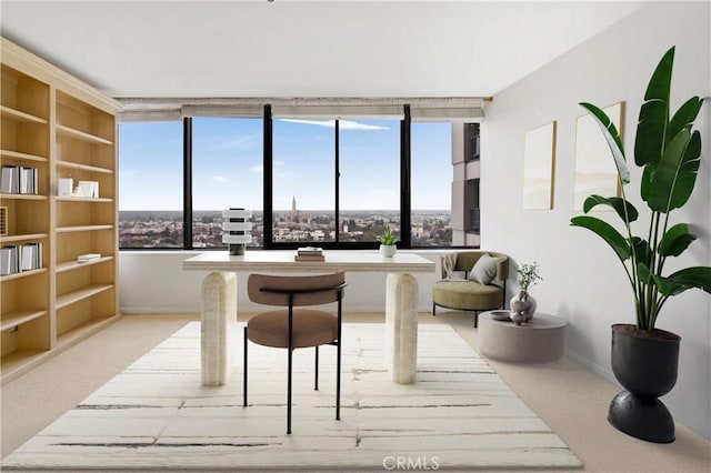 10724 Wilshire Blvd Unit 1010, Los Angeles, CA 90024 - dining room featuring baseboards and carpet floors