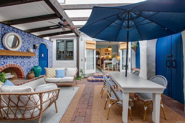 1008 S Ditmar St, Oceanside, CA 92054 - view of patio / terrace with outdoor dining space, outdoor lounge area, and ceiling fan