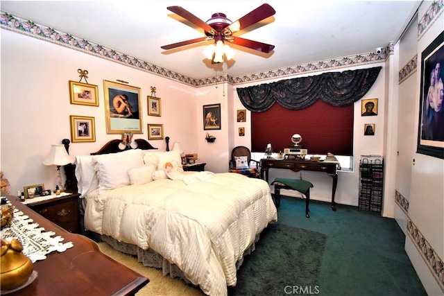 29058 Rosewood Ln, Highland, CA 92346 - carpeted bedroom with a ceiling fan