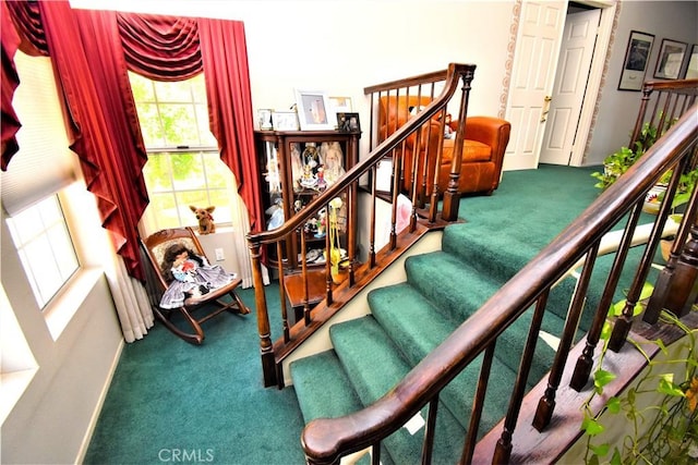 29058 Rosewood Ln, Highland, CA 92346 - staircase with carpet floors, plenty of natural light, and baseboards