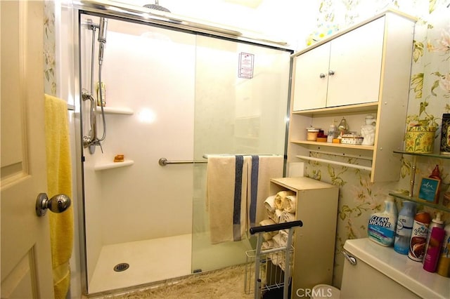 29058 Rosewood Ln, Highland, CA 92346 - bathroom featuring a shower stall and toilet