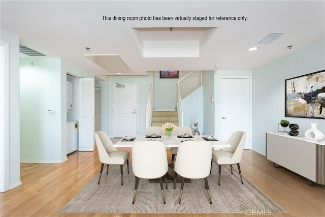 580 W Main St Unit 323, Alhambra, CA 91801 - dining room with stairs, light wood-type flooring, recessed lighting, and baseboards