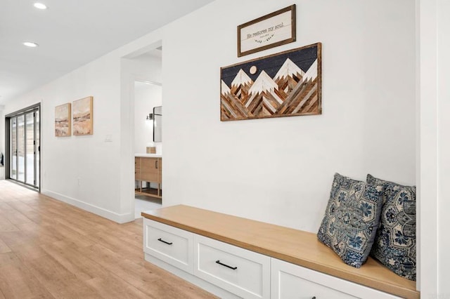 1125 Arcadia Rd, Encinitas, CA 92024 - hallway with light wood-style floors and recessed lighting