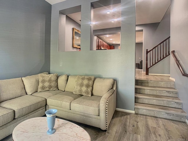 7755 Via Montebello Unit 2, San Diego, CA 92129 - living room featuring wood finished floors and stairway