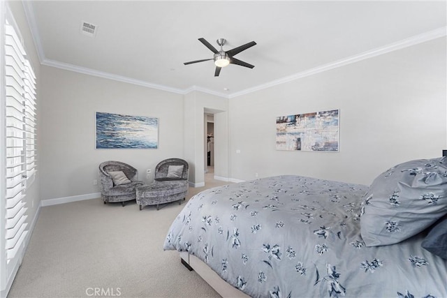 288 Shorey Dr, Glendora, CA 91741 - carpeted bedroom with ornamental molding, baseboards, and ceiling fan