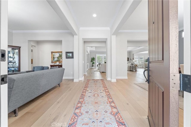 288 Shorey Dr, Glendora, CA 91741 - entrance foyer with light wood-style floors, ornamental molding, and baseboards