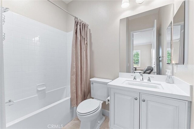 288 Shorey Dr, Glendora, CA 91741 - bathroom featuring toilet, shower / bath combo with shower curtain, and vanity