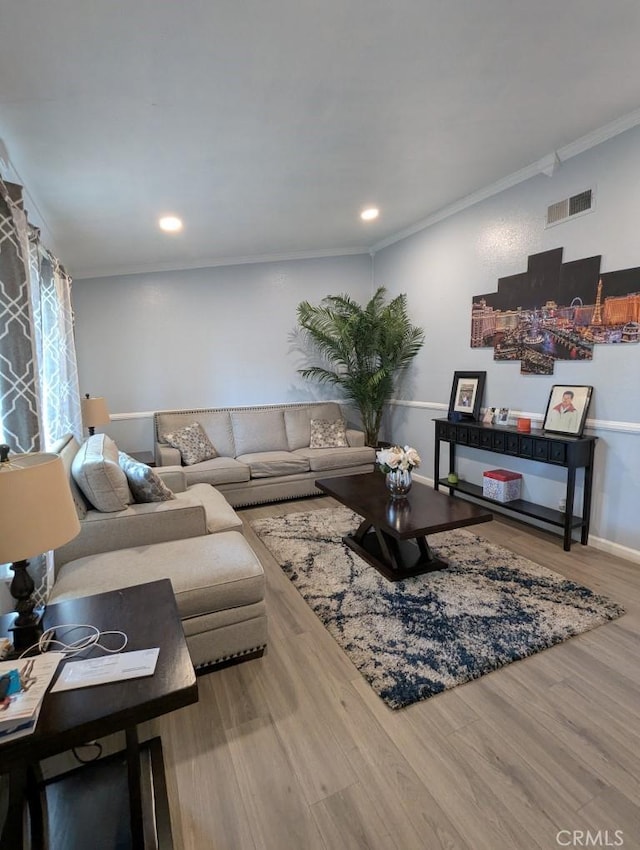 751 Glenwood Ln, Willows, CA 95988 - living area with wood finished floors, ornamental molding, recessed lighting, and baseboards