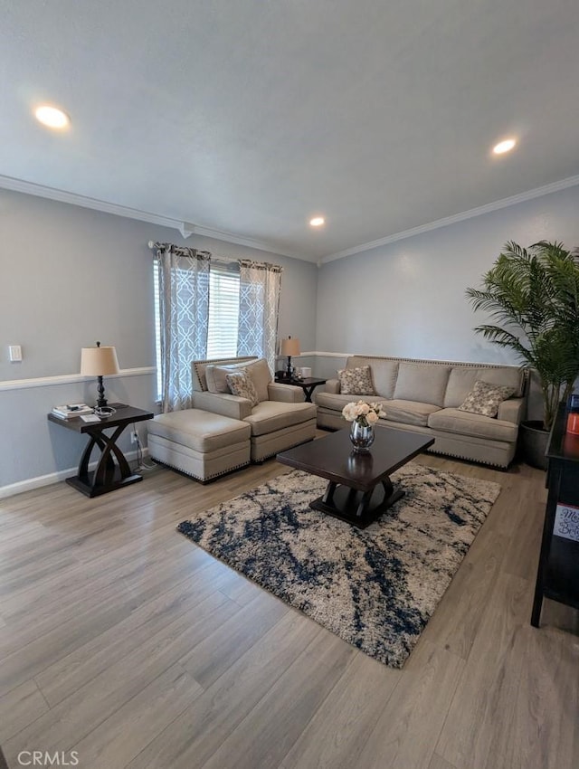 751 Glenwood Ln, Willows, CA 95988 - living area featuring wood finished floors, ornamental molding, baseboards, and recessed lighting