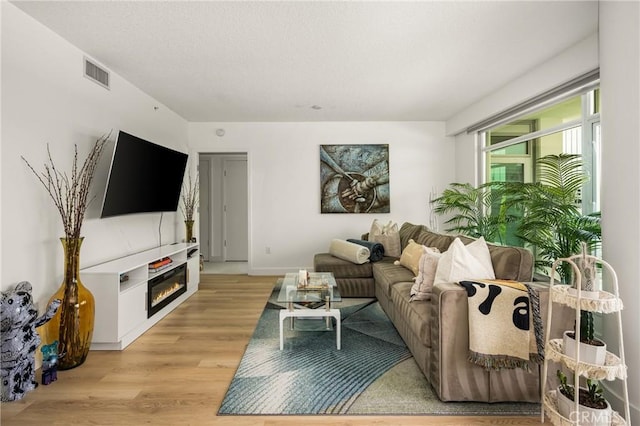 3131 Michelson Dr Unit 606, Irvine, CA 92612 - living area featuring a glass covered fireplace and light wood-type flooring