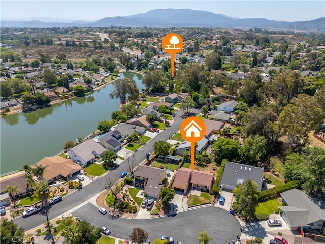 29951 Cactus Pl, Temecula, CA 92592 - aerial view of property's location featuring nearby suburban area and a water and mountain view