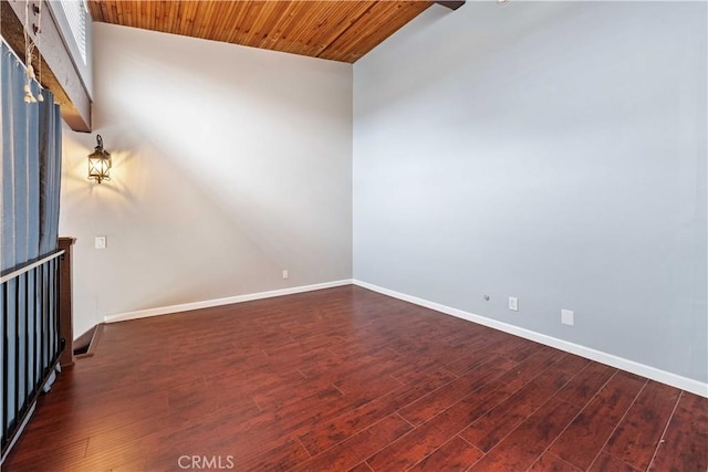 5460 White Oak Ave Unit E339, Encino, CA 91316 - empty room featuring wood finished floors, wood ceiling, baseboards, and lofted ceiling